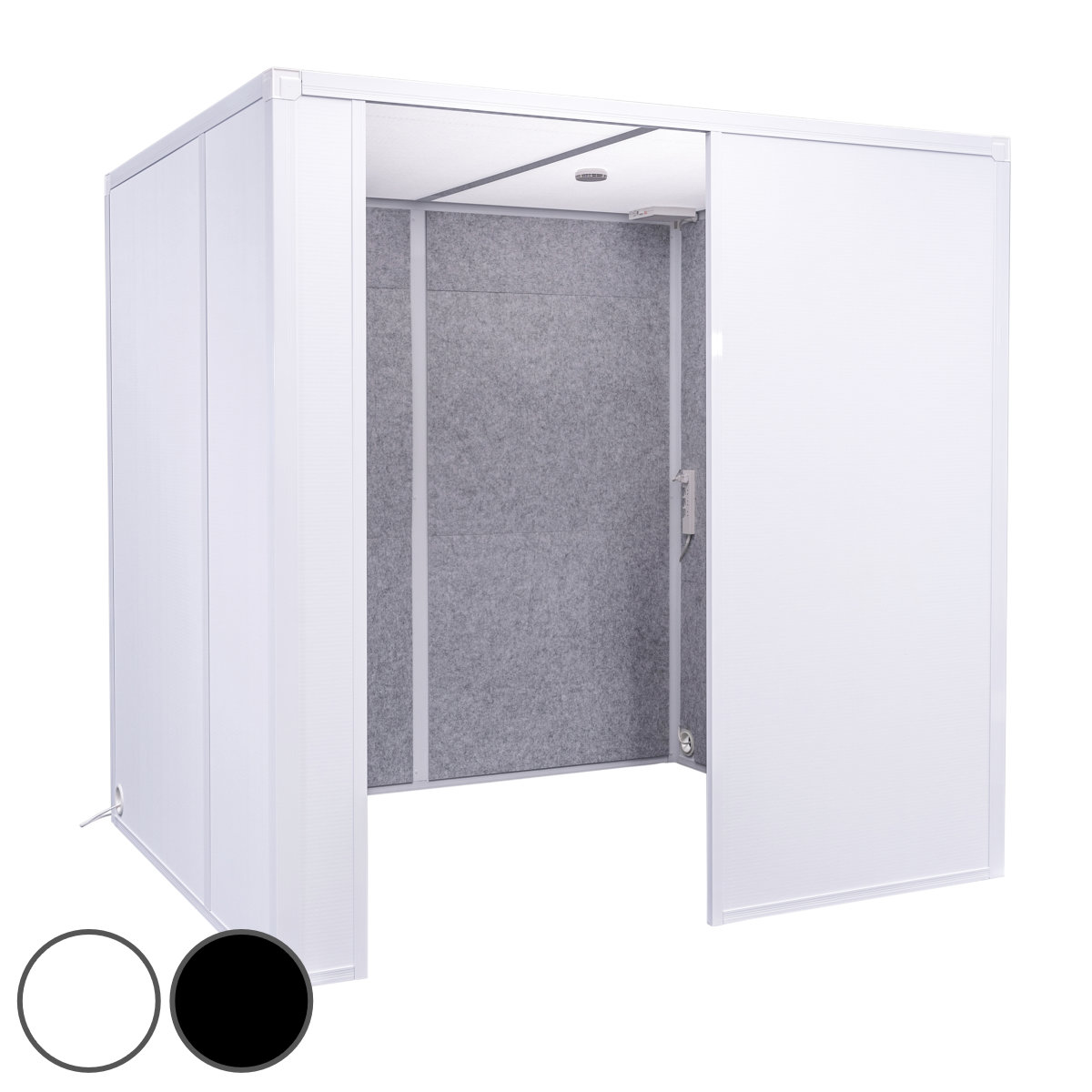 吸音ブース ワイドタイプ REMUTE （ 間仕切り 衝立 パーテーション 吸音 ボックス オフィス リモートワーク ブース 2人 テレワーク Web会議 個室 電話 防音 雑音 騒音 軽減 電源タップ 換気 ファン 火災報知器 組立て ）【 ブラック 】