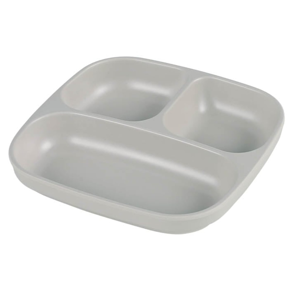 ランチプレート 19cm M&B スクエアパーティショントレイ プラスチック バンブーファイバー （ 食洗機対応 ランチ皿 仕切り皿 バンブー 竹 割れにくい 軽い ビタミンカラー アウトドア キャンプ 仕切り 子ども おしゃれ 深め ）【 グレージュ 】