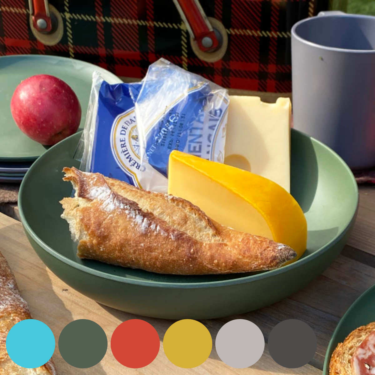 プレート 21cm L M&B ディーププレート プラスチック バンブーファイバー （ 食洗機対応 深皿 皿 お皿 バンブー 竹 割れにくい 軽い ビタミンカラー アウトドア キャンプ ピクニック カレー パスタ 子ども おしゃれ 深め ）【 グレー 】