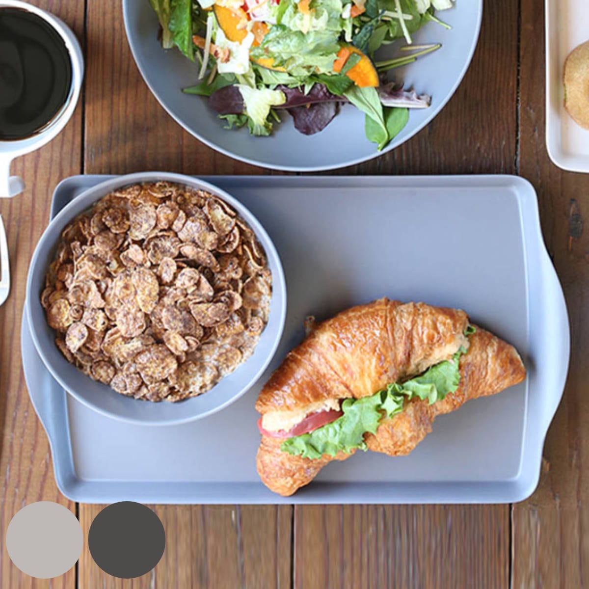 トレー 43×27cm L M&B サービングトレイ プラスチック バンブーファイバー （ トレイ お盆 サービングトレー バンブー 竹 割れにくい 軽い アウトドア キャンプ ピクニック お茶出し 持ち運び おしゃれ ）【 グレージュ 】