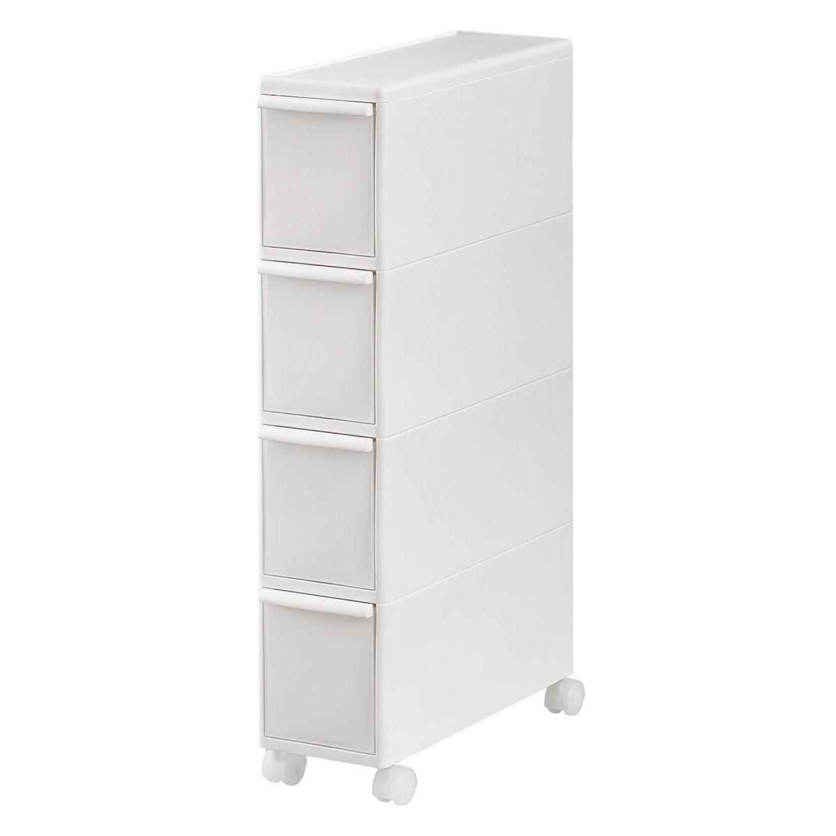 キッチンストッカー スリムストレージ トールストッカー 幅17cm 4段 TS-4L （ キャスター付き ストッカー スリム 収納ストッカー キッチン収納 隙間収納 17cm 18cm オールホワイト スリムストッカー キッチン 収納 四段 隙間 ）