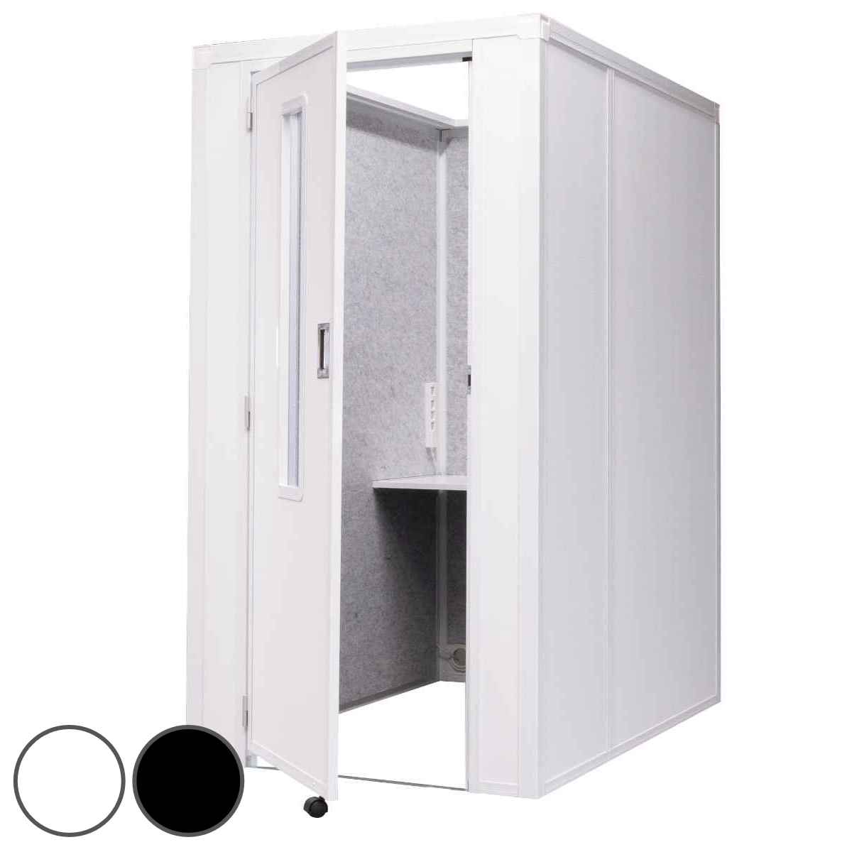 吸音ブース フロントイン フルオープン デスク付き REMUTE （ オフィス 個室ブース 1人用 部屋 簡易 吸音 騒音 軽減 防音 天井オープン ワークブース 電源タップ リモート会議 テレワーク 会社 ワークスペース 仕事 集中 ） 【ブラック】