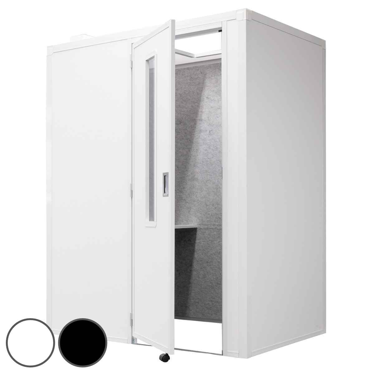 吸音ブース サイドイン セミオープン デスク付き REMUTE （ オフィス 個室ブース 1人用 部屋 簡易 吸音 騒音 軽減 防音 天井オープン ワークブース 電源タップ 換気ファン リモート会議 テレワーク ワークスペース 集中 ） 【ブラック】