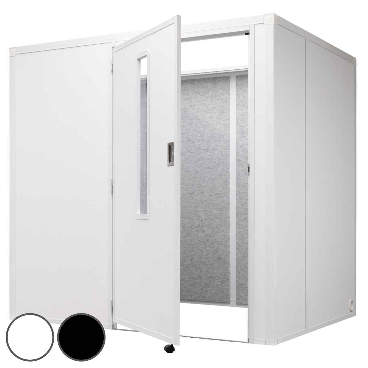 吸音ブース ワイド フルオープン REMUTE （ オフィス 個室ブース 1～2人用 部屋 簡易 吸音 騒音 軽減 防音 天井オープン ワークブース 電源タップ リモート会議 テレワーク 会社 ワークスペース 仕事 集中 ） 【ブラック】