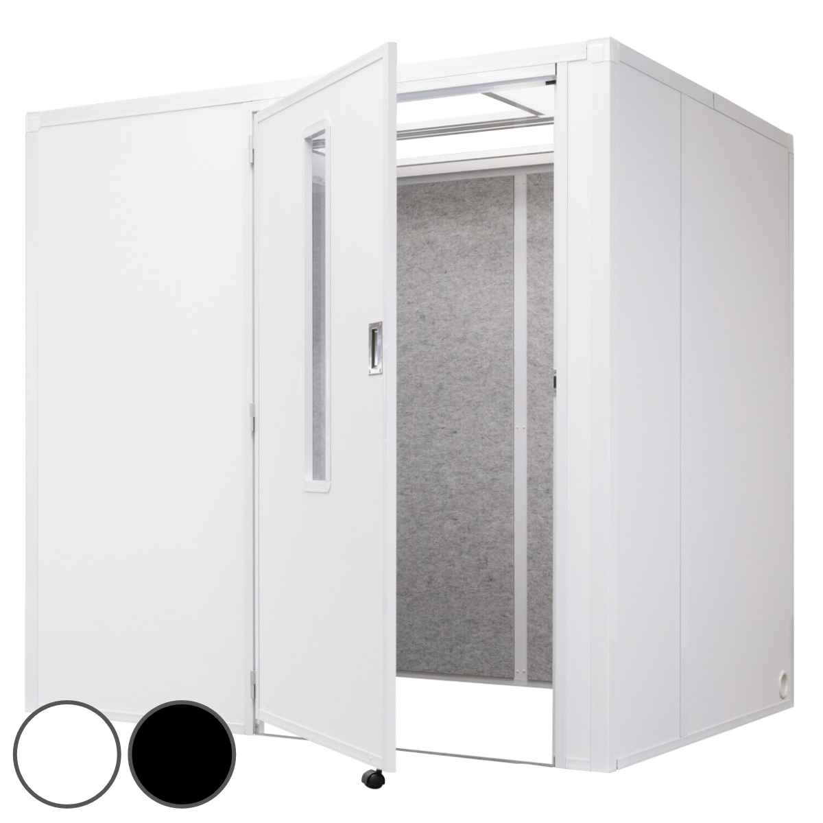 吸音ブース ワイド セミオープン REMUTE （ オフィス 個室ブース 1～2人用 部屋 簡易 吸音 騒音 軽減 防音 天井オープン ワークブース 電源タップ 換気ファン リモート会議 テレワーク ワークスペース 集中 ） 【ブラック】