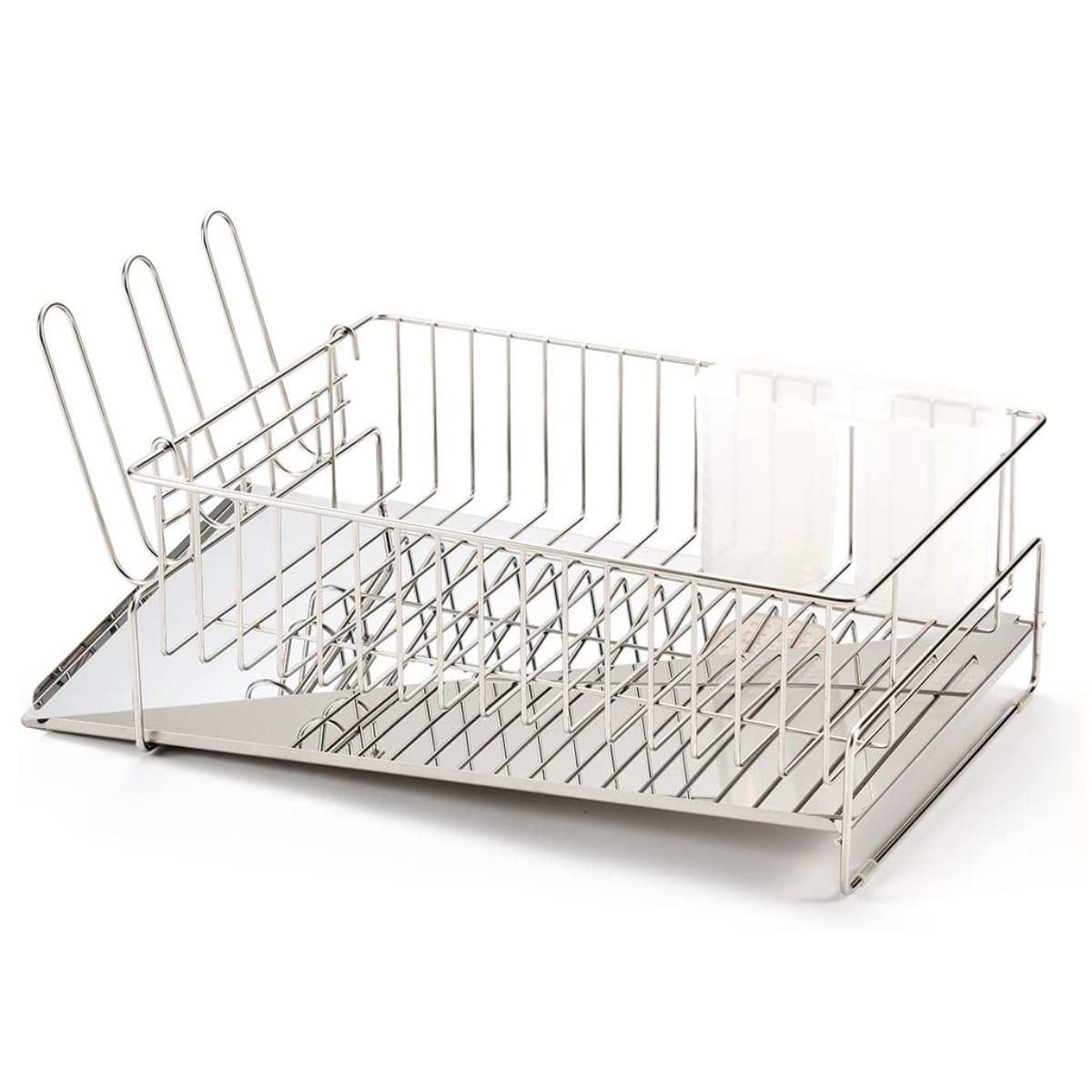 ビーワーススタイル 斜めに流れる1段水切り 幅41.8cm （ 水切りラック シンク上 ステンレス 日本製 水切りかご 水切りカゴ 水切り籠 水切り 洗い物 食器 洗い ラック 乾燥 一段 右置き 左置き ） 【右側】