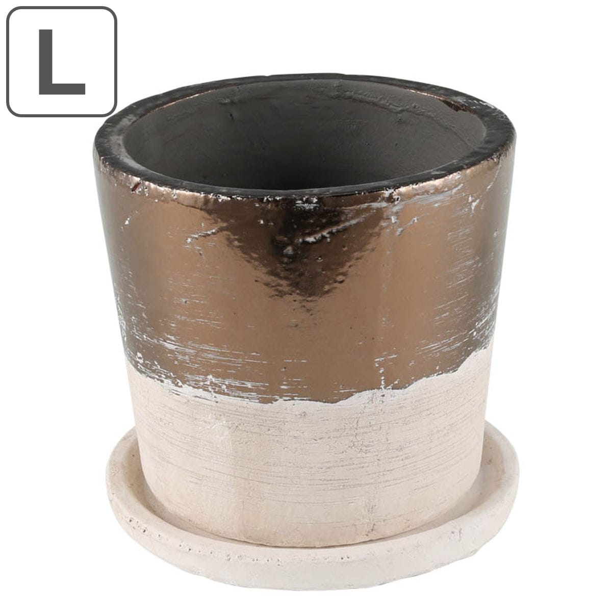 ダルトン 植木鉢 テラコッタ バイカラーポット 5号 （ DULTON プラントポット 植物用ポット 花器 鉢カバー ポット 受皿 丸 植木鉢カバー 植物 花 観葉植物 園芸 直植え インテリア 花資材 バイカラー ソーサー ）