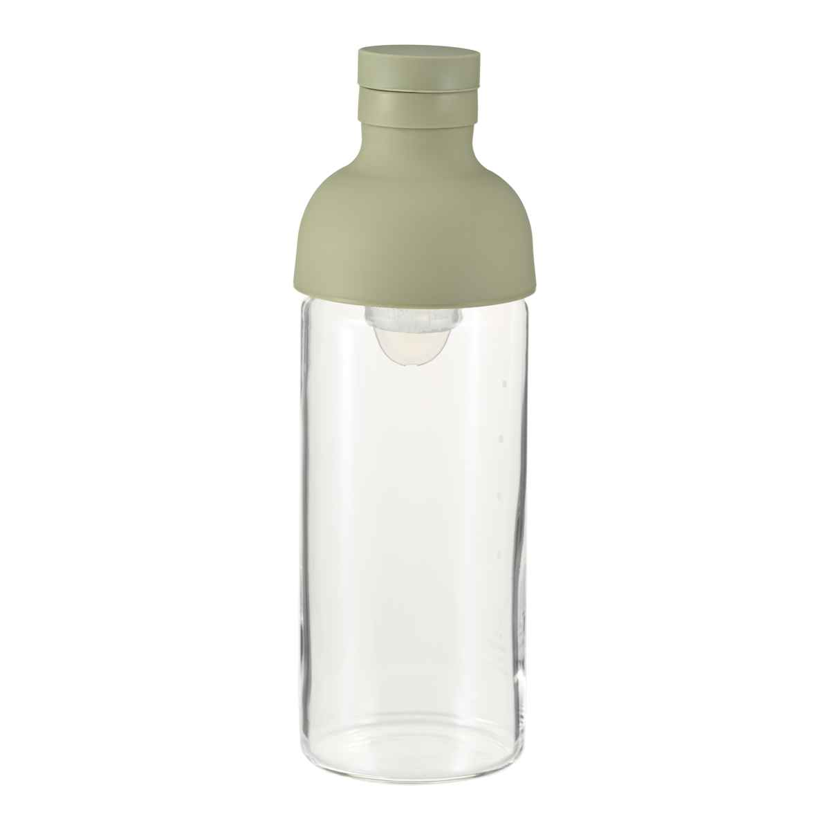 ハリオ フィルターインボトル 300ml Filter-in Bottle Portable 耐熱ガラス FIB-30 （ HARIO 食洗機対応 冷水筒 水差し 麦茶ポット 水さし 冷水ポット ガラス製 熱湯 スリム ストレーナー付き 茶こし付き 茶漉し ガラス ） 【スモーキーグリーン】