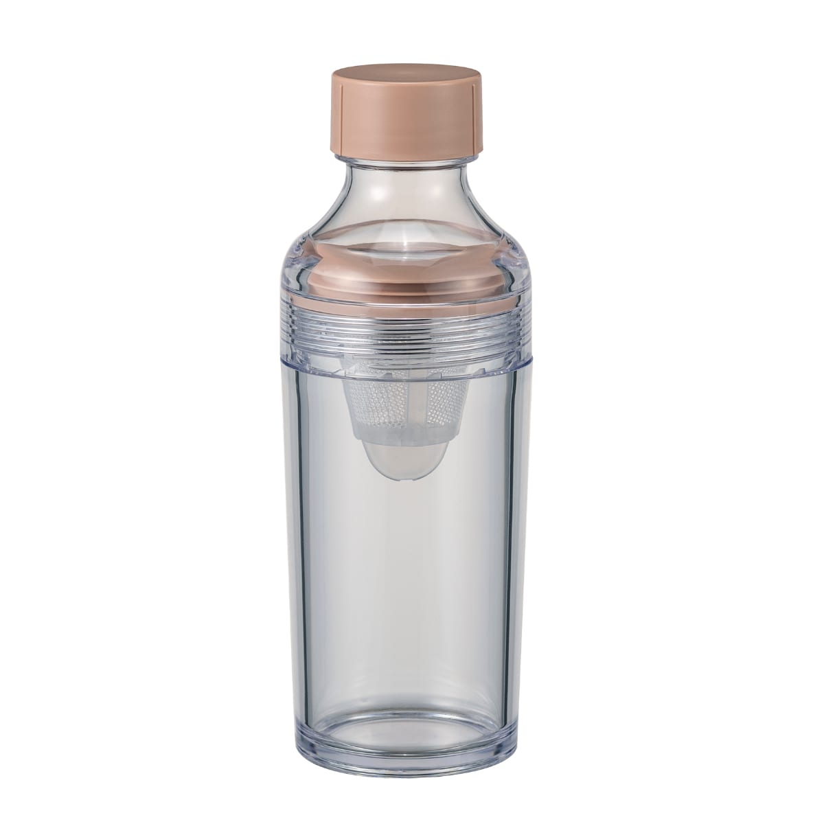 ハリオ フィルターインボトル ポータブル 160ml プラスチック FIBP-16 （ HARIO 食洗機対応 冷水筒 水差し 麦茶ポット 水さし 冷水ポット Filter-in Bottle Portable 持ち運び 熱湯 スリム ストレーナー付き おしゃれ ） 【スモーキーピンク】