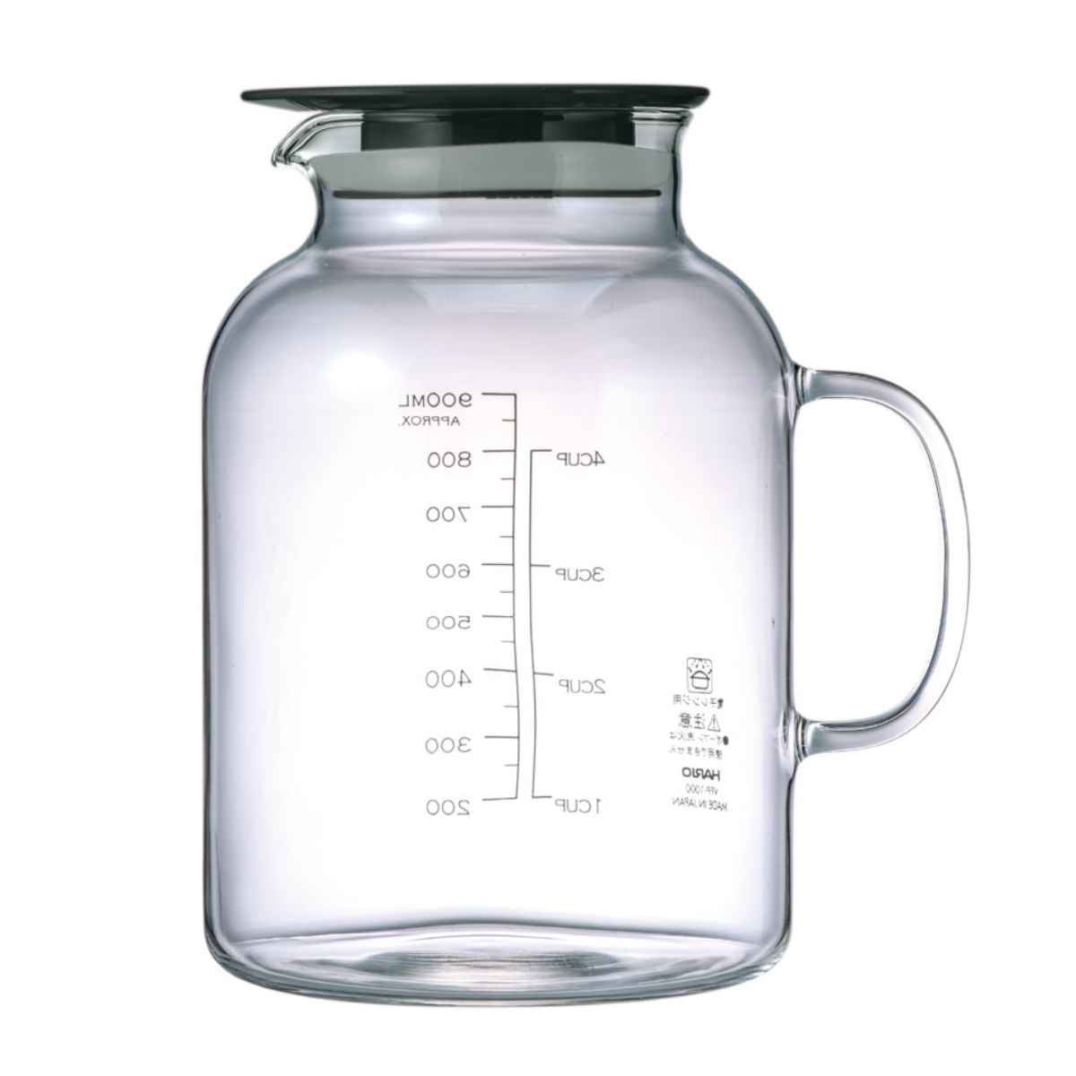 ハリオ 保存容器 1L ビネガーズフルーツポット1000 （ HARIO 耐熱ガラス ガラス ピッチャー 冷水筒 電子レンジ対応 食洗機対応 メモリ付き レシピ付き 冷水ポット フルーツビネガー 果実酒 ビネガードリンク 1000ml ）