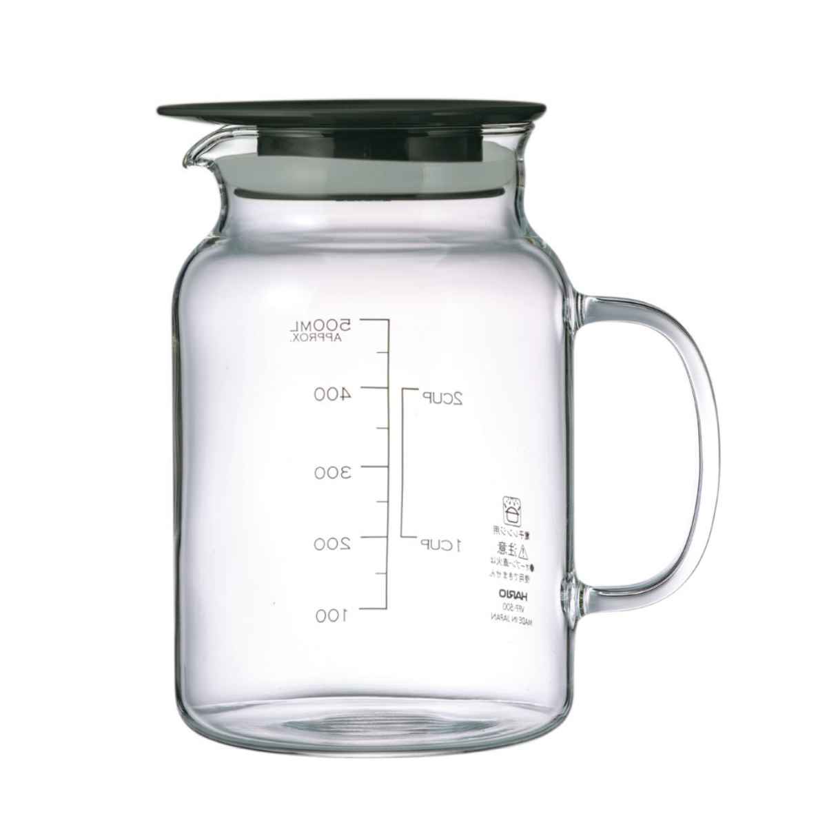 ハリオ 保存容器 500ml ビネガーズフルーツポット500 （ HARIO 耐熱ガラス ガラス ピッチャー 冷水筒 電子レンジ対応 食洗機対応 メモリ付き レシピ付き 冷水ポット フルーツビネガー 果実酒 ビネガードリンク 0.5L ）