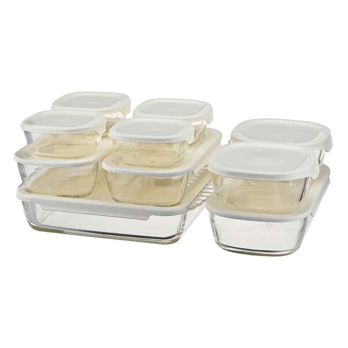 ハリオ 保存容器 250ml 600ml 900ml 1.4L 2L スタッキング耐熱ガラスコンテナ スクエア 10個セット （ HARIO 耐熱ガラス 電子レンジ対応 食洗機対応 オーブン対応 日本製 耐熱容器 ガラス 保存 容器 ガラス容器 積み重ね 耐熱 ）