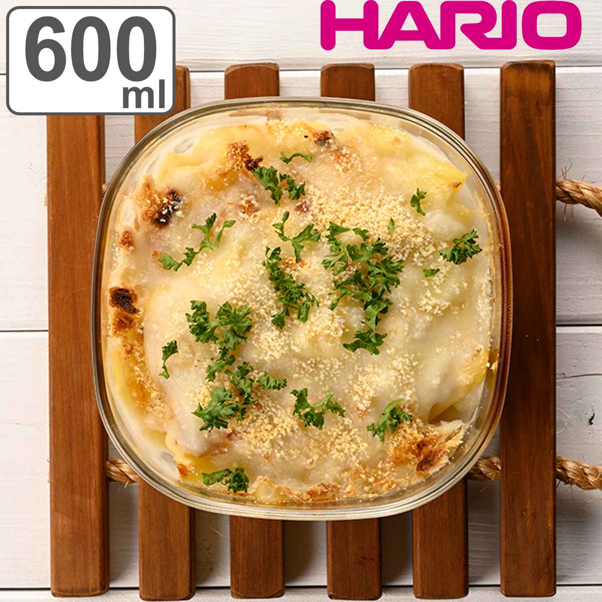 ハリオ 保存容器 600ml 耐熱ガラス製保存容器 角型 （ HARIO 耐熱ガラス ガラス 電子レンジ対応 食洗機対応 オーブン対応 日本製 耐熱容器 保存 容器 食品保存 ガラス容器 キャニスター ガラス保存容器 0.6L ）