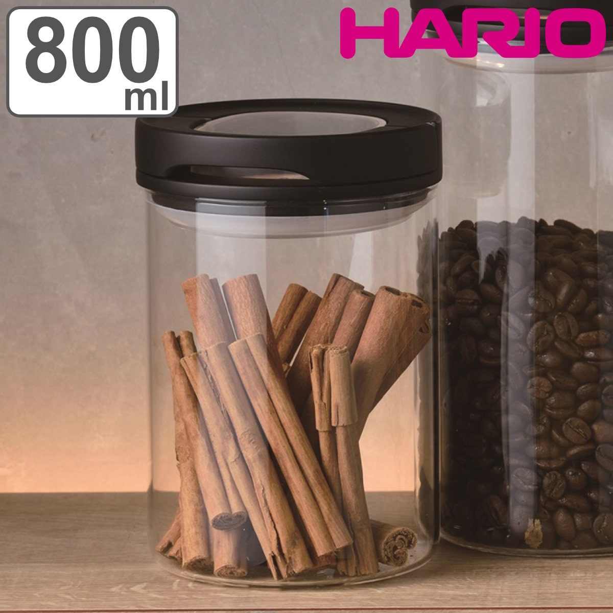 ハリオ 保存容器 800ml 密閉キャニスター Ｍ （ HARIO 耐熱ガラス ガラス 密閉 キャニスター 保存 容器 密閉容器 食品保存 ガラス保存容器 食品保存容器 ガラス製容器 ガラス容器 0.8L ）