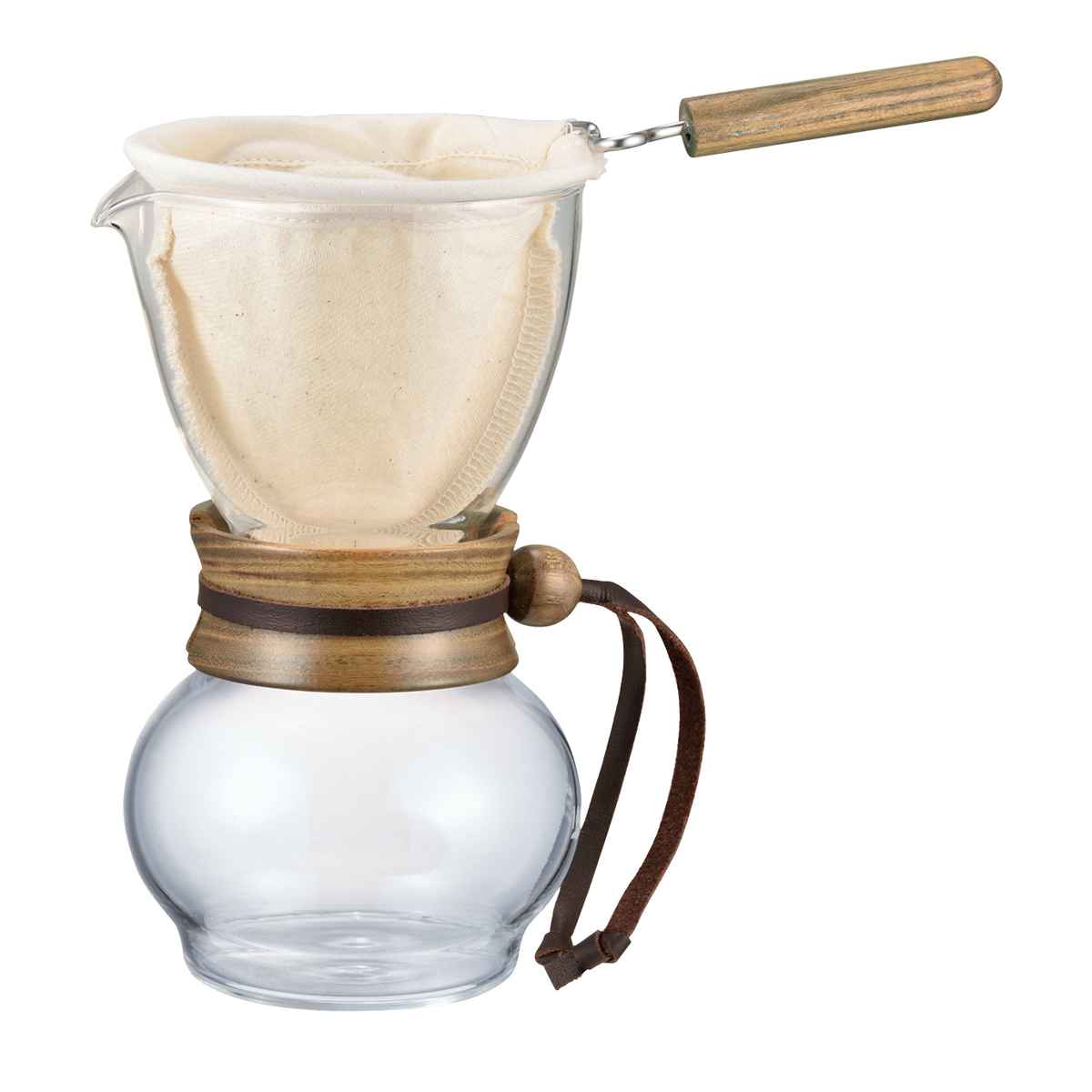 ハリオ ドリップポット ウッドネック 240ml 耐熱ガラス DPW-1 （ HARIO コーヒーサーバー ガラス カラフェ ドリッパー ペーパーレス コーヒー 珈琲 ネルドリップ 本格的 おしゃれ ）