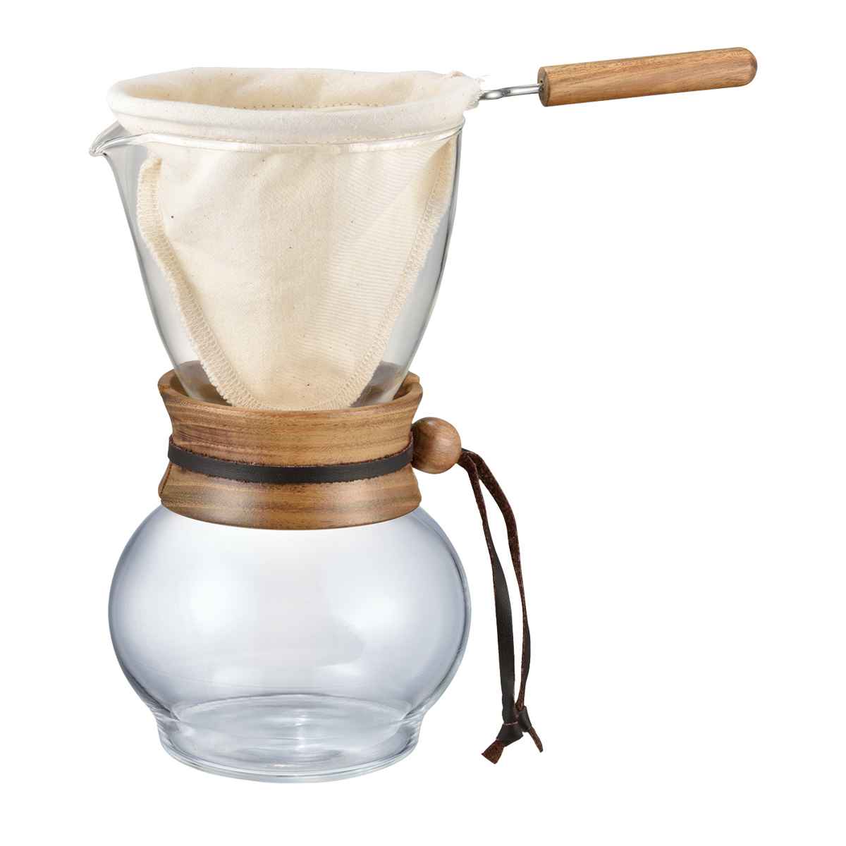 ハリオ ドリップポット ウッドネック 480ml 耐熱ガラス DPW-3 （ HARIO コーヒーサーバー ガラス カラフェ ドリッパー ペーパーレス コーヒー 珈琲 ネルドリップ 本格的 おしゃれ ）