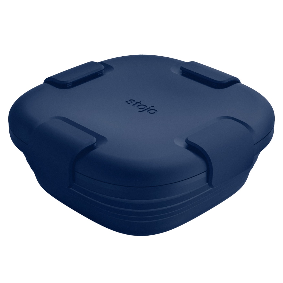 弁当箱 stojo BOX 700ml 1段 大人 食洗機 電子レンジ 折りたためる （ ストージョ 弁当 お弁当箱 シリコン 保存容器 折りたたみ ランチボックス 持ち運び レンジ対応 食洗機対応 一段 おしゃれ 4点ロック ） 【DENIM】