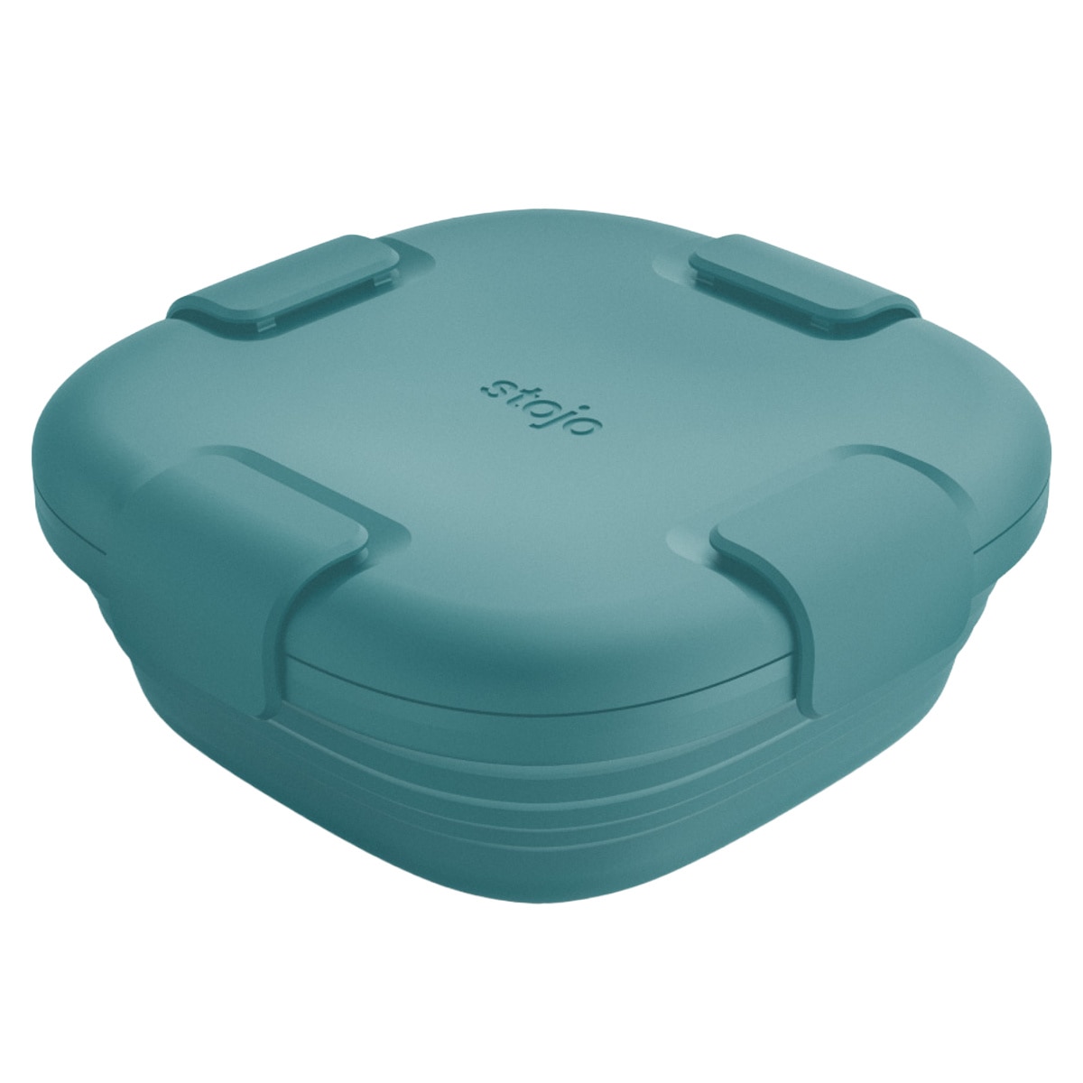 弁当箱 stojo BOX 700ml 1段 大人 食洗機 電子レンジ 折りたためる （ ストージョ 弁当 お弁当箱 シリコン 保存容器 折りたたみ ランチボックス 持ち運び レンジ対応 食洗機対応 一段 おしゃれ 4点ロック ） 【EUCALYPTUS】