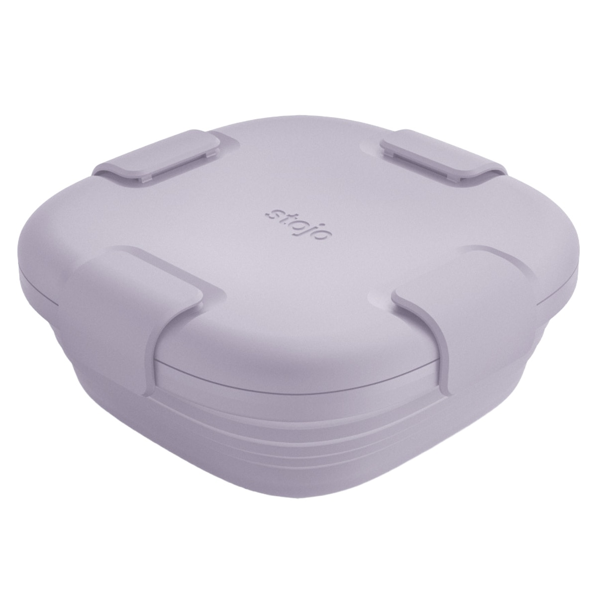 弁当箱 stojo BOX 700ml 1段 大人 食洗機 電子レンジ 折りたためる （ ストージョ 弁当 お弁当箱 シリコン 保存容器 折りたたみ ランチボックス 持ち運び レンジ対応 食洗機対応 一段 おしゃれ 4点ロック ） 【LILAC】
