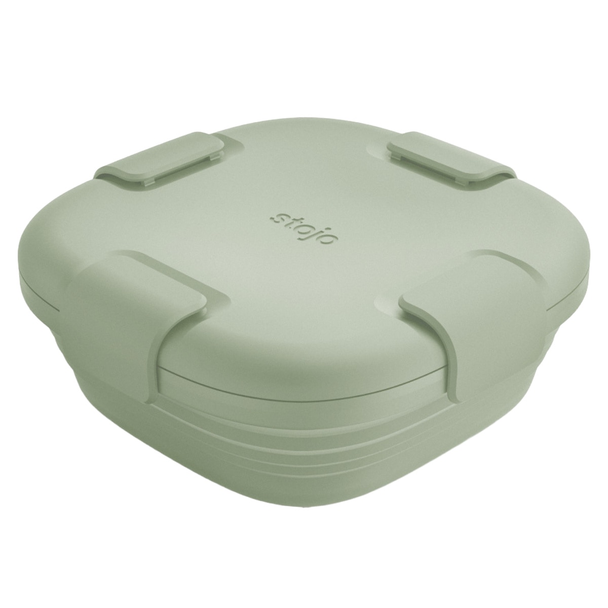 弁当箱 stojo BOX 700ml 1段 大人 食洗機 電子レンジ 折りたためる （ ストージョ 弁当 お弁当箱 シリコン 保存容器 折りたたみ ランチボックス 持ち運び レンジ対応 食洗機対応 一段 おしゃれ 4点ロック ） 【SAGE】