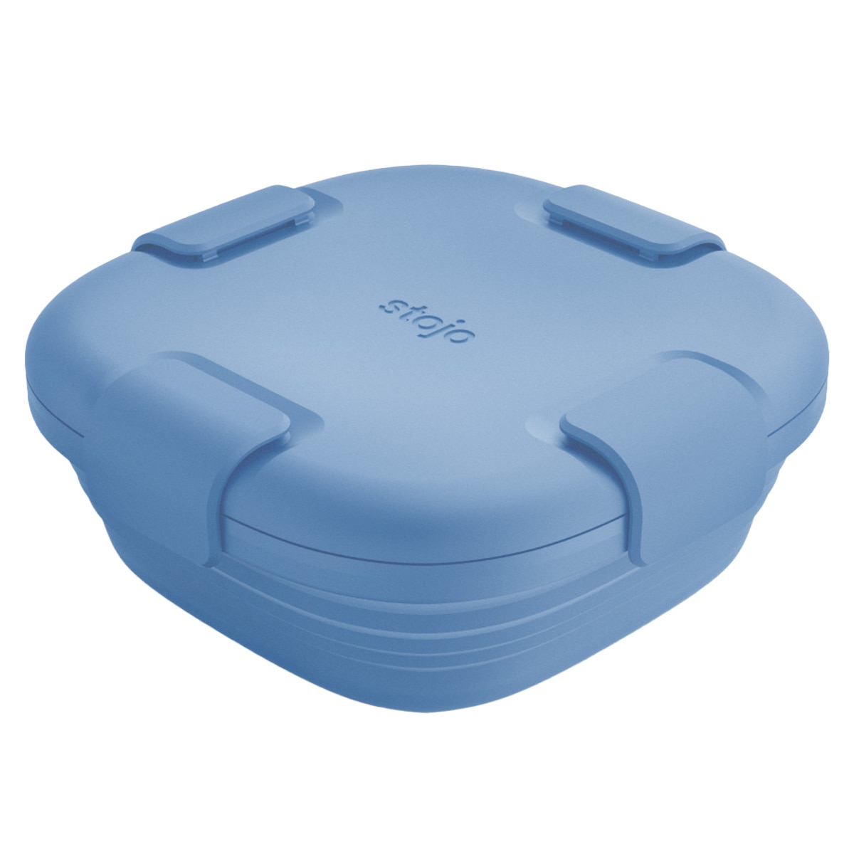 弁当箱 stojo BOX 700ml 1段 大人 食洗機 電子レンジ 折りたためる （ ストージョ 弁当 お弁当箱 シリコン 保存容器 折りたたみ ランチボックス 持ち運び レンジ対応 食洗機対応 一段 おしゃれ 4点ロック ） 【STEEL】