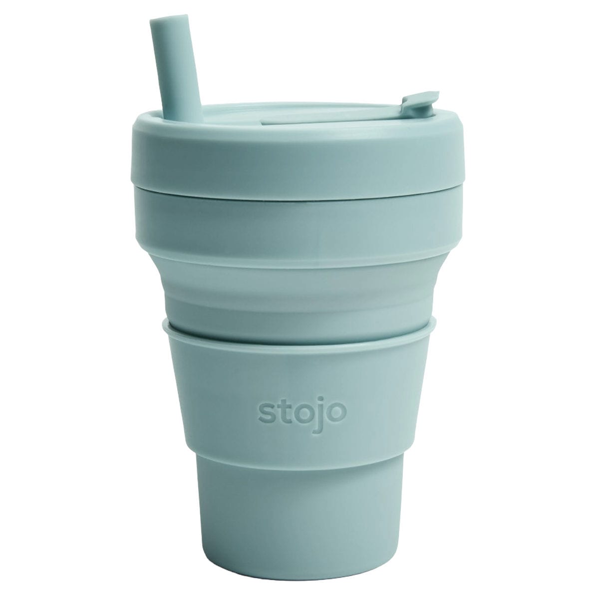 タンブラー stojo BIGGIE 470ml 持ち運び 蓋付き ストロー付き 折りたためる （ ストージョ 水筒 シリコン カップ 折りたたみ 食洗機対応 ふた付き マイカップ マイタンブラー コップ アイス ホット ） 【AQUAMARINE】