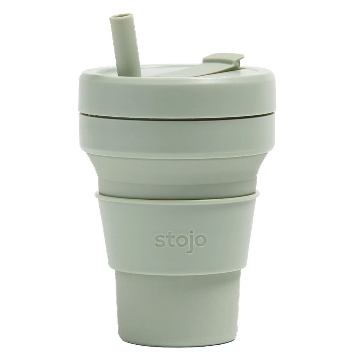 タンブラー stojo BIGGIE 470ml 持ち運び 蓋付き ストロー付き 折りたためる （ ストージョ 水筒 シリコン カップ 折りたたみ 食洗機対応 ふた付き マイカップ マイタンブラー コップ アイス ホット ） 【SAGE】