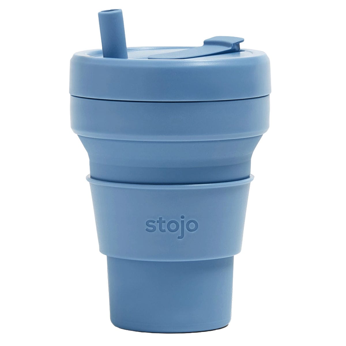 タンブラー stojo BIGGIE 470ml 持ち運び 蓋付き ストロー付き 折りたためる （ ストージョ 水筒 シリコン カップ 折りたたみ 食洗機対応 ふた付き マイカップ マイタンブラー コップ アイス ホット ） 【STEEL】