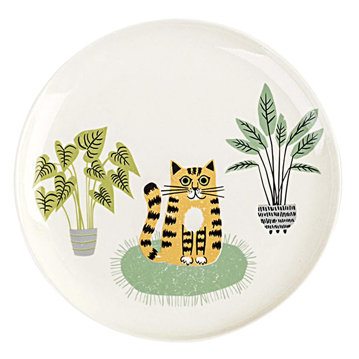 お皿 Hannah Turner ネコ Cat Side Plate （ ハンナターナー 20.5cm 皿 プレート 丸皿 陶器 食器 平皿 中皿 食洗機対応 電子レンジ対応 猫 ねこ パスタ皿 ランチ 朝食 おしゃれ 動物 グッズ キャット アニマル ） 【GINGER】