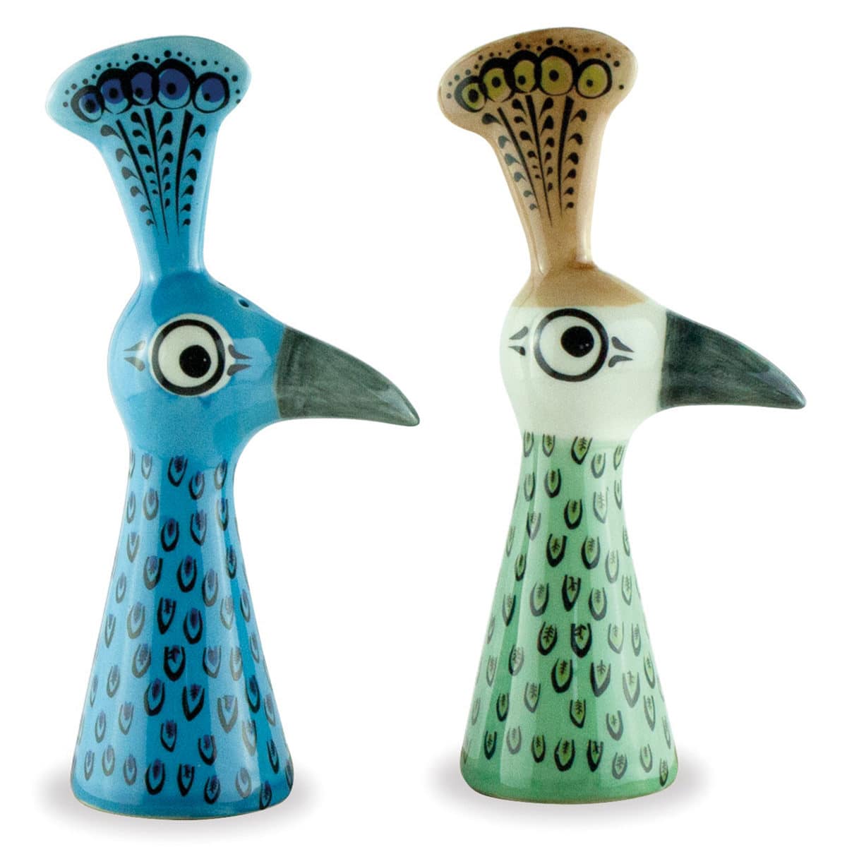 調味料入れ Hannah Turner 塩コショウ入れ （ ハンナターナー 塩コショウ ソルト＆ペッパーボトル 陶器 スパイスボトル 塩 こしょう 容器 置物 調味料容器 調味料ケース 置き物 インテリア ゴム栓 クジャク おしゃれ ） 【Peacock】