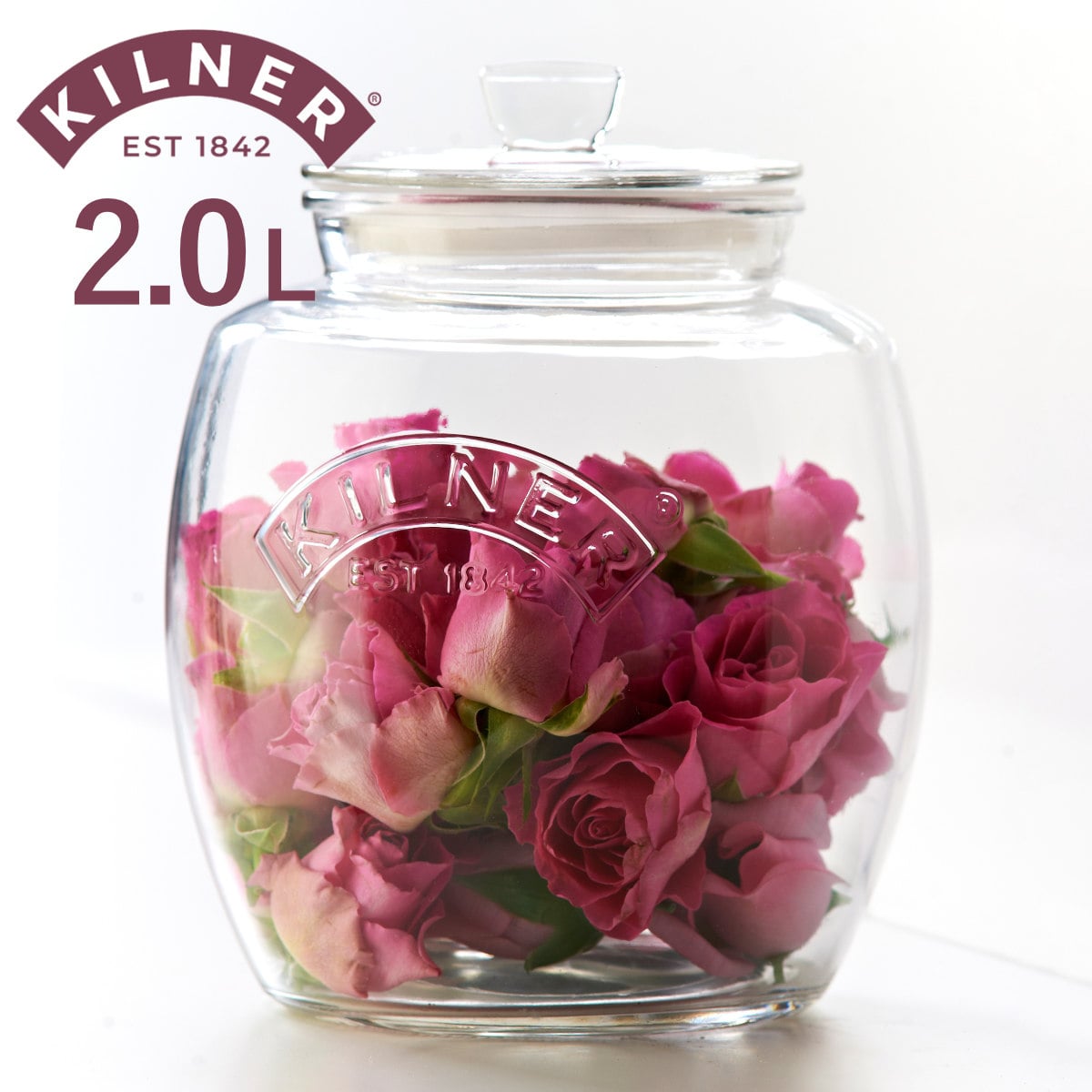 保存瓶 KILNER 2L Universal Push Top Storage Jar （ キルナー ガラス 食洗機対応 保存 瓶 パッキン付き 密閉容器 ガラスジャー キャニスター 大きい ガラス瓶 お菓子 グラノーラ お米 調味料 小物入れ ）