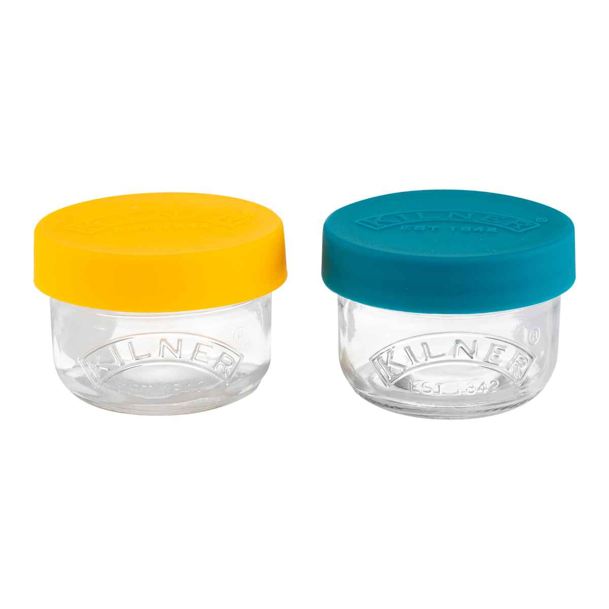 保存容器 KILNER 125ml 2個入り SETOF2 SNACK&STORE POTS （ キルナー 保存瓶 ガラス シリコン製フタ 食洗機対応 保存 瓶 密閉 ガラス容器 食品 調味料 ガラス瓶 丸 密封容器 密閉容器 ナッツ お菓子 果物 ）