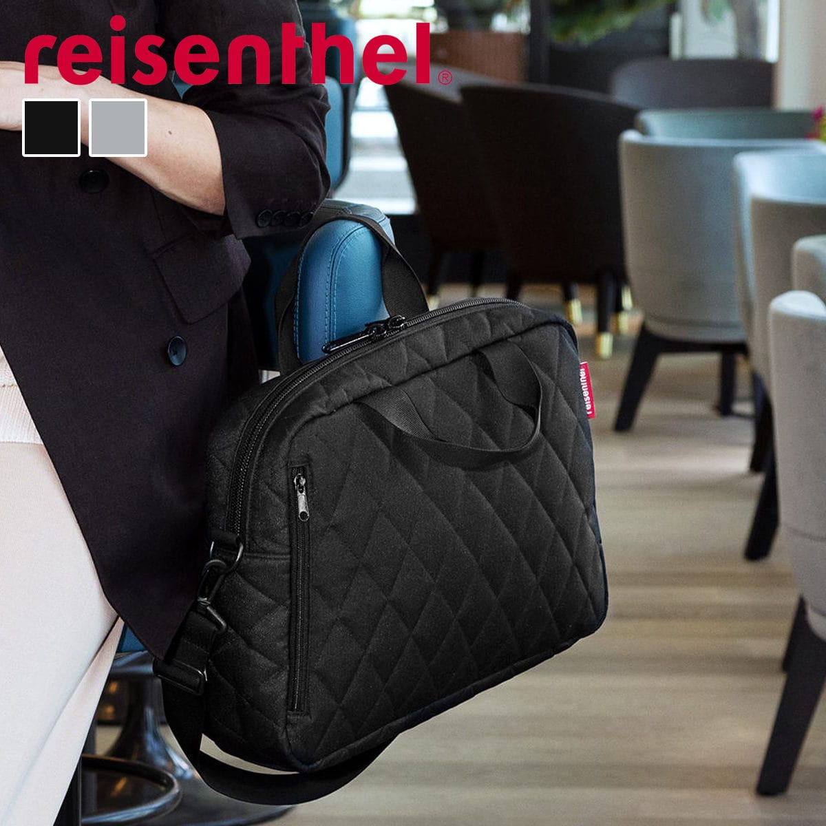 ショルダーバッグ ライゼンタール NOTEBOOK BAG RHOMBUS （ ビジネスバッグ 横長 通勤 ダブルファスナー PC ノートパソコン タブレット レディース 肩掛け 手持ち おしゃれ 通学 バック 仕切り メンズ ） 【BLACK】