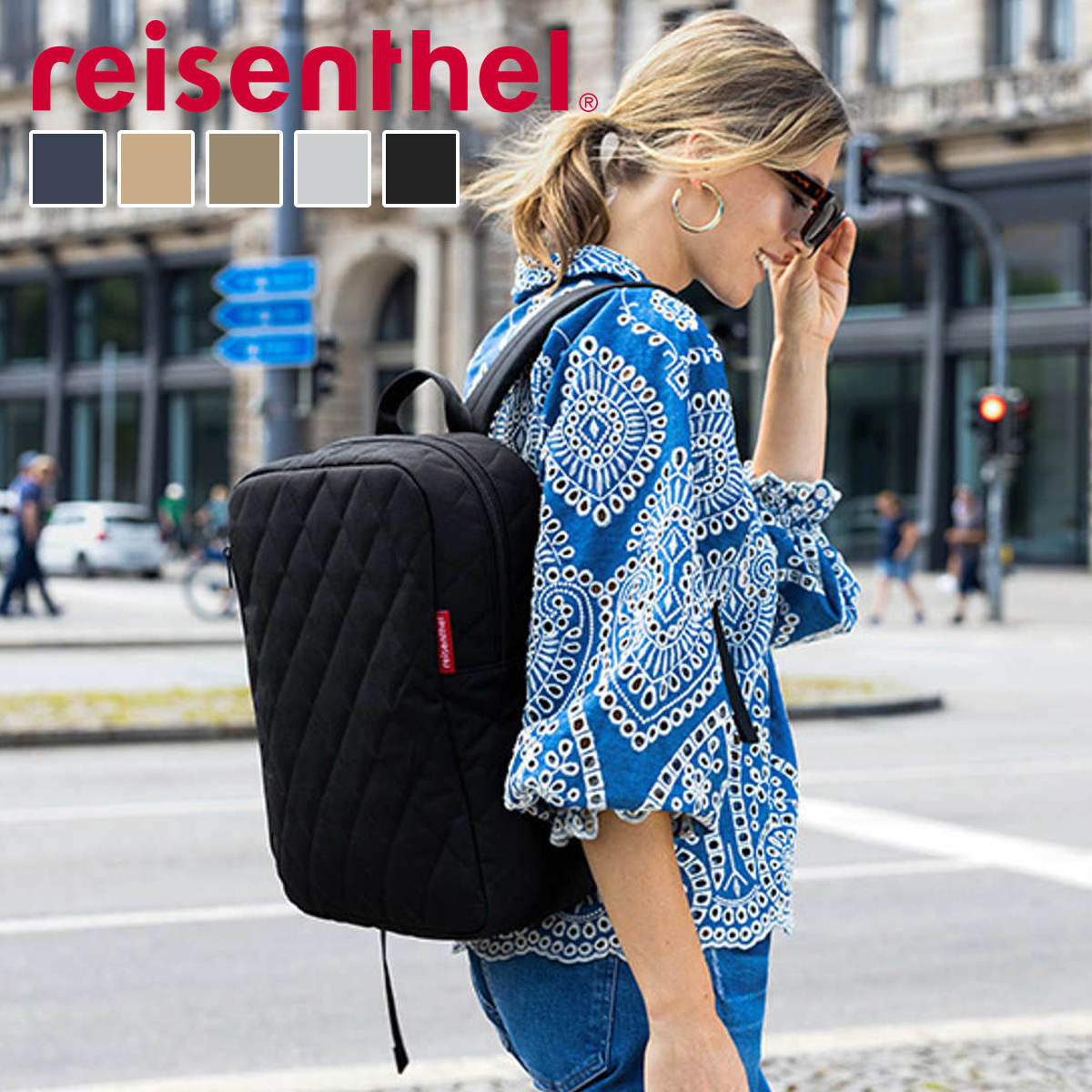 リュック ライゼンタール CLASSIC BACKPACK M RHOMBUS 13L （ reisenthel リュックサック 四角 バックパック レディース 通勤 通学 おしゃれ 女子 メンズ バッグ かばん ビジネス 学校 仕切り ） 【BLACK】