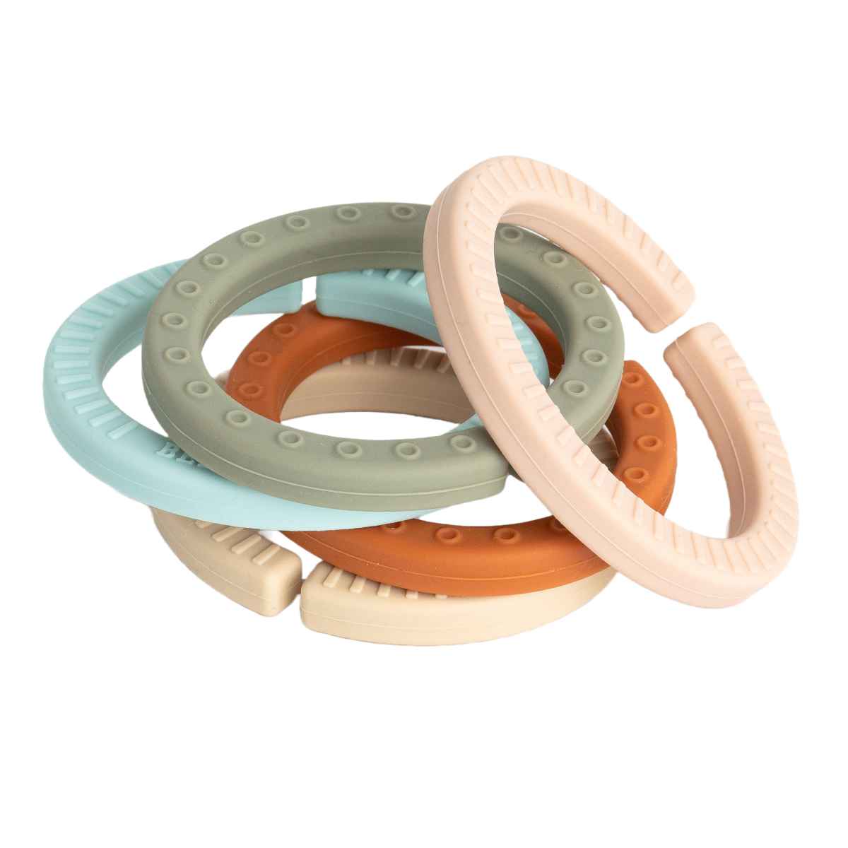 ベビートイ ０ヶ月～ シリコン製 Happy Links （ BELLA TUNNO ベラトゥーノ 赤ちゃん ベビー おもちゃ シリコン 歯固め はがため 知育玩具 食洗機対応 安心 安全 おしゃれ ギフト 出産祝い ベビーカー オモチャ リング ） 【ModRainbow】