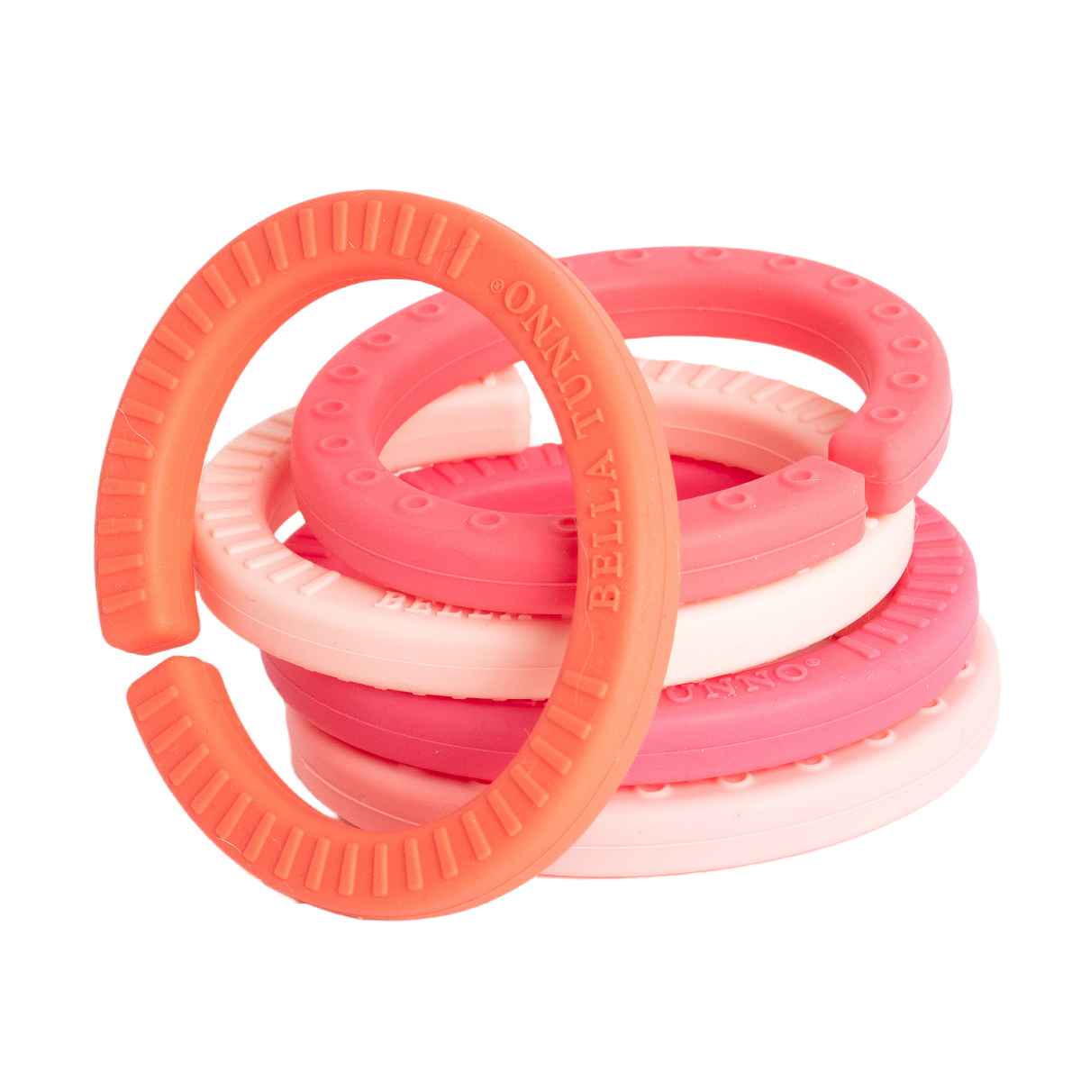 ベビートイ ０ヶ月～ シリコン製 Happy Links （ BELLA TUNNO ベラトゥーノ 赤ちゃん ベビー おもちゃ シリコン 歯固め はがため 知育玩具 食洗機対応 安心 安全 おしゃれ ギフト 出産祝い ベビーカー オモチャ リング ） 【PinkOmbre】
