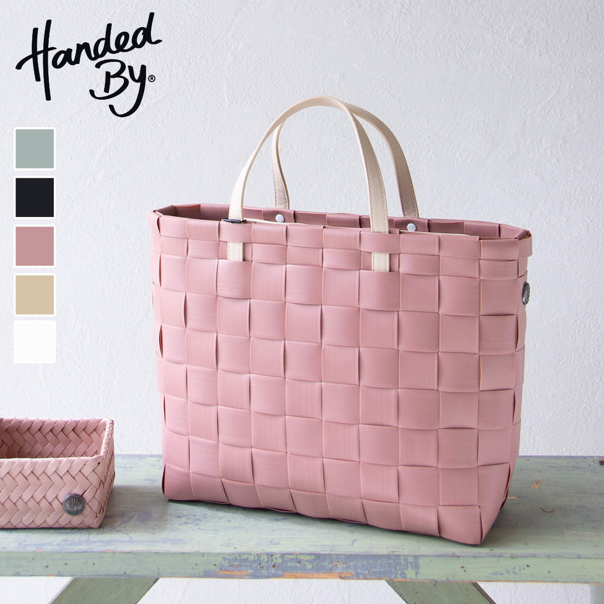 エコバッグ Handed By PETITE 手編み （ バッグ レディース ハンドメイド リサイクル素材 バック 編み込み ハンドバッグ 手編みバッグ ハンデッドバイ ショッピング 通勤 オフィス おしゃれ ポケット付き ） 【BLACK】