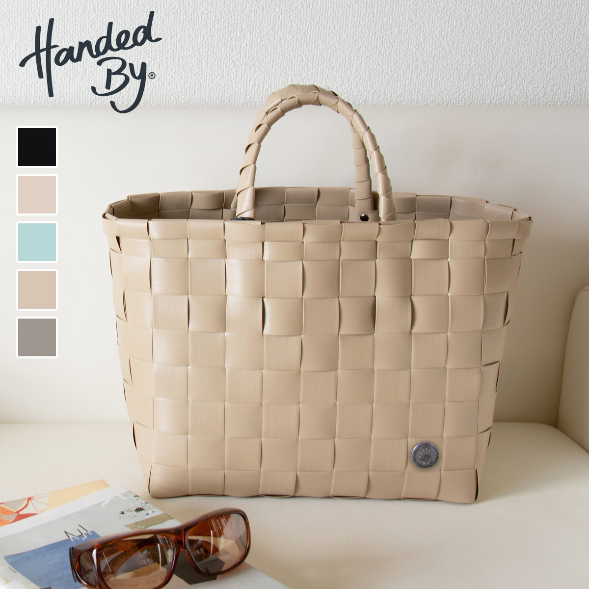 ハンドバッグ Handed By ハンデッドバイ NICE SHOPPER 手編み （ かごバッグ メルカドバッグ バッグ レディース ハンドメイド 編み込み 手編みバッグ プラスチック リサイクル素材 丈夫 通勤 レジャー おしゃれ ） 【BLACK】