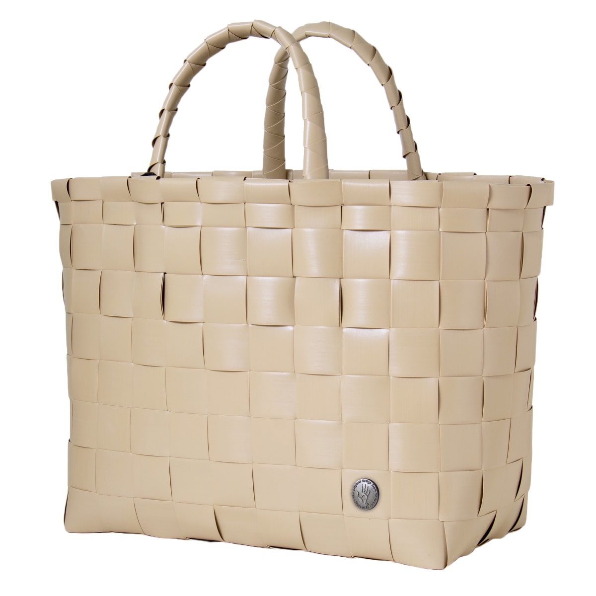 ハンドバッグ Handed By ハンデッドバイ NICE SHOPPER 手編み （ かごバッグ メルカドバッグ バッグ レディース ハンドメイド 編み込み 手編みバッグ プラスチック リサイクル素材 丈夫 通勤 レジャー おしゃれ ） 【mocha】