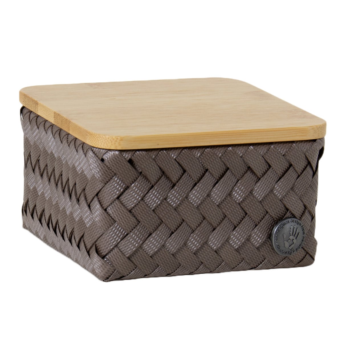 【アウトレット】収納ケース Handed By 13x13x8 cm 蓋付き TOP FIT TINY （ バスケット 収納 手編み カゴ かご ふた付き 小物入れ 小物収納 ハンデッドバイ 収納ボックス ） 【taupe】