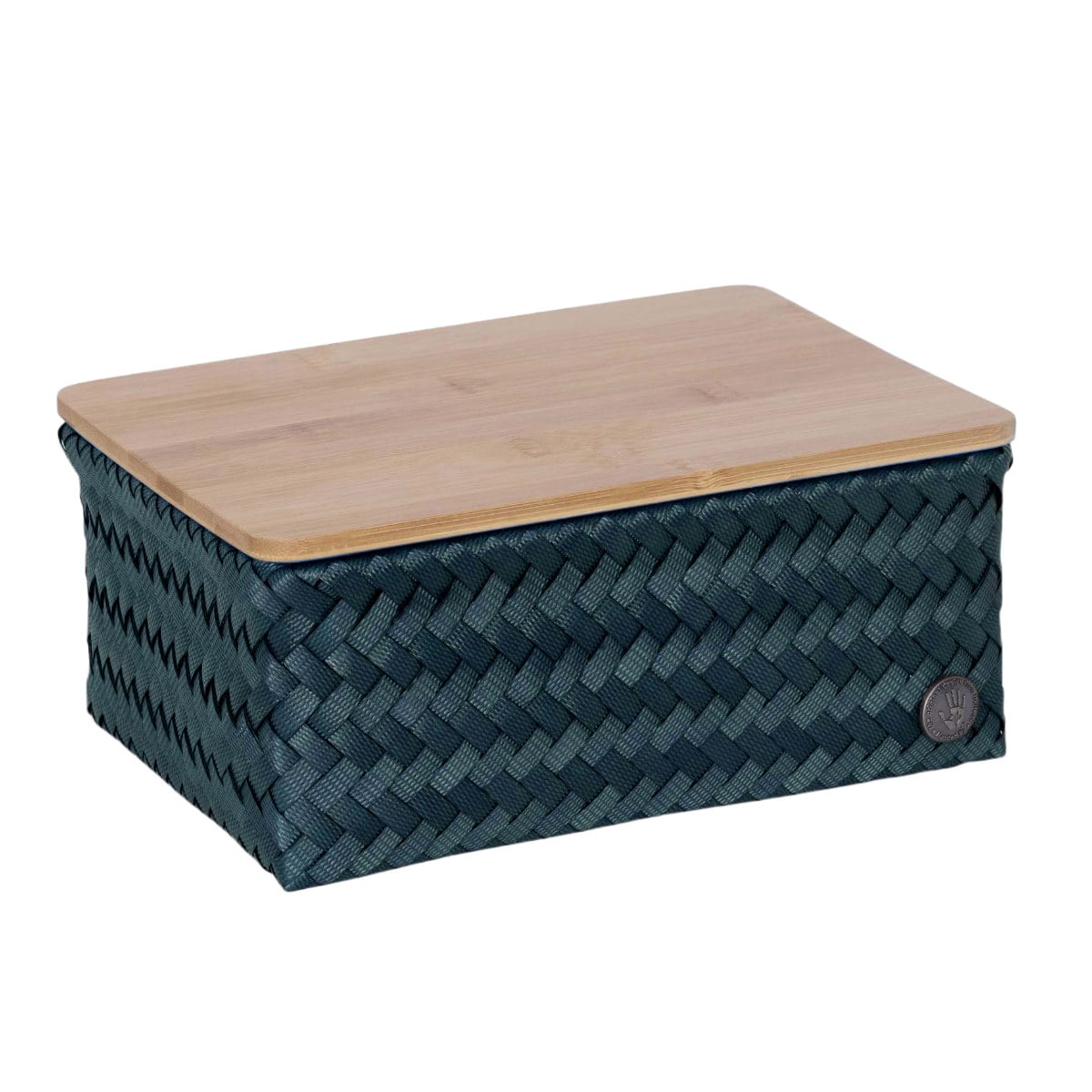 【アウトレット】収納ケース Handed By 24x18x11 cm 蓋付き TOP FIT HIGH M （ バスケット 収納 手編み カゴ かご ふた付き 小物入れ 小物収納 ハンデッドバイ 収納ボックス おしゃれ ミニ 小さい ） 【steelblue】