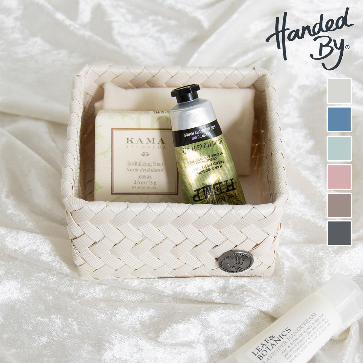 収納ケース Handed By 12x12x7 cm FIT TINY （ バスケット 収納 手編み カゴ かご ふた付き 小物入れ 小物収納 ハンデッドバイ 収納ボックス 引き出し 整理 おしゃれ ） 【DARKGREY】