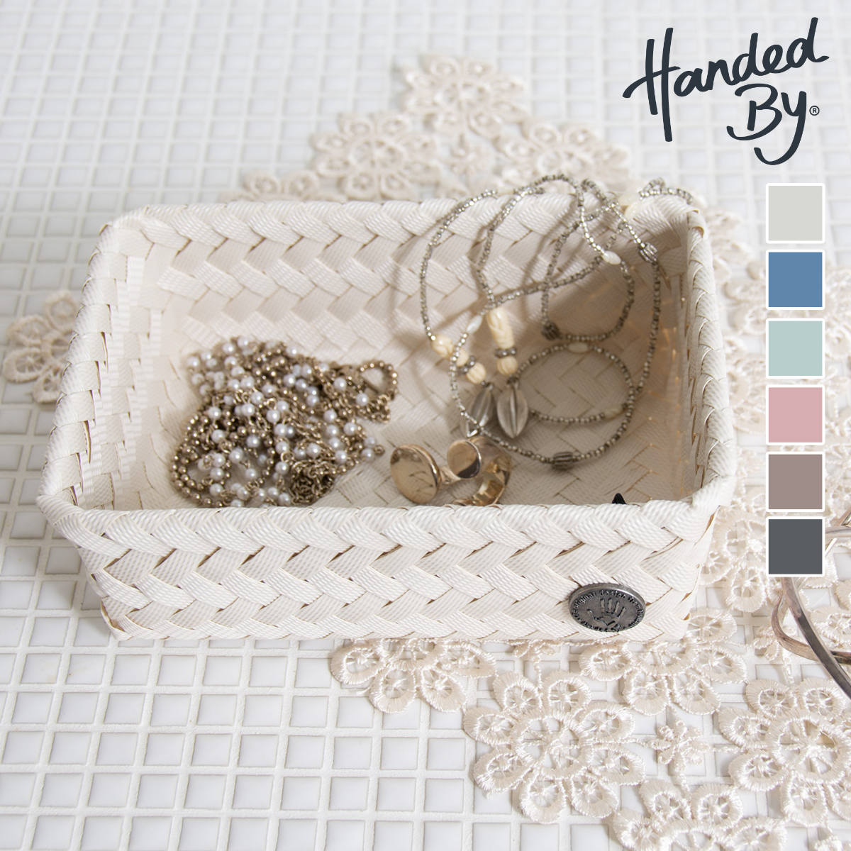 収納ケース Handed By 18x12x7 cm FIT S （ バスケット 収納 手編み カゴ かご ふた付き 小物入れ 小物収納 ハンデッドバイ 収納ボックス おしゃれ ミニ 小さい ） 【copperblush】