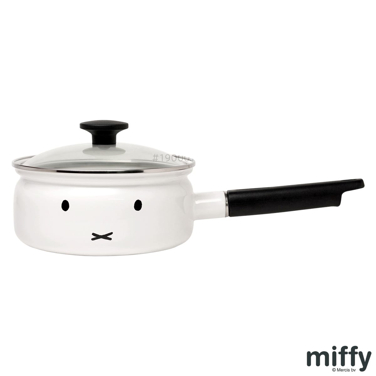 片手鍋 18cm IH対応 富士ホーロー ミッフィーフェイス （ ガス火対応 片手なべ ホーロー鍋 琺瑯鍋 ほうろう鍋 ガラス蓋付き 18センチ 鍋 なべ ガラス蓋 おしゃれ 琺瑯製 HoneyWere ハニーウェア ミッフィー ）