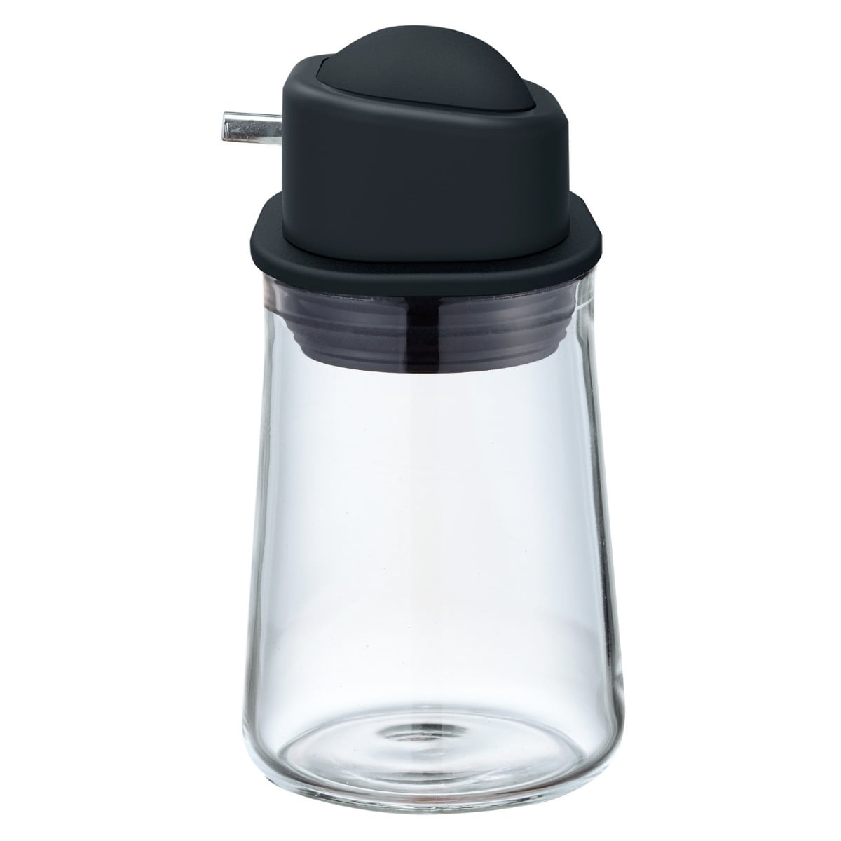 醤油さし 80ml ワンプッシュ 耐熱ガラス製 日本製 （ HARIO 醤油入れ しょうゆ差し しょう油差し しょうゆ入れ しょう油入れ 醤油注ぎ ガラス製 卓上 調味料 入れ 容器 ボトル 保管 保存 プッシュ式 おしゃれ ） 【ブラック】