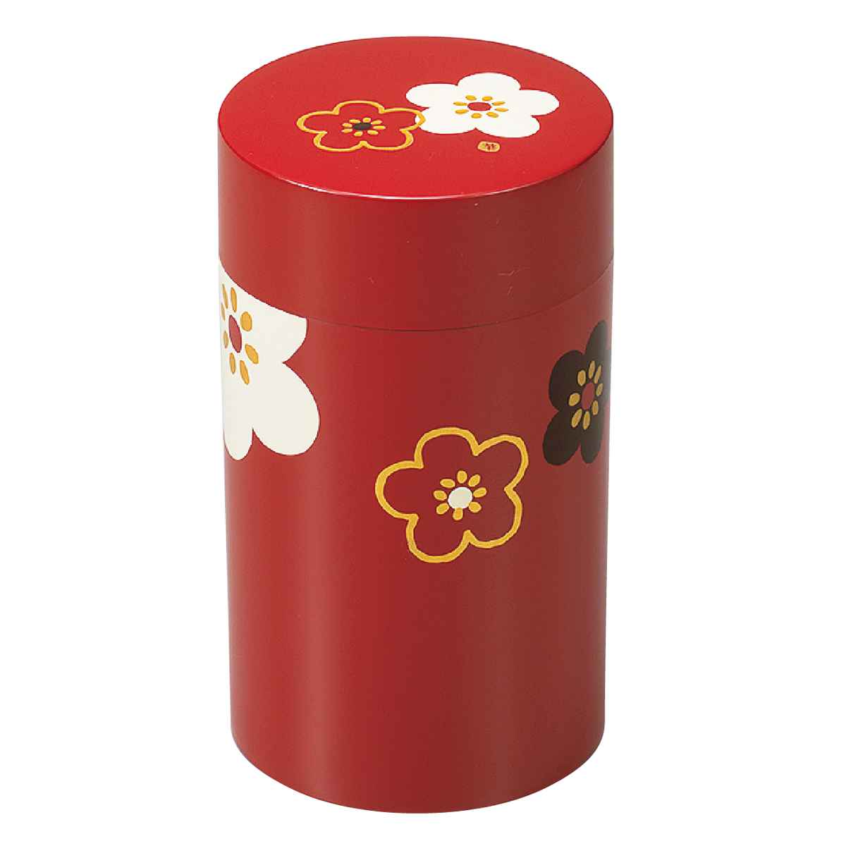 茶筒 650ml 大 朱華文様梅 HAKOYA （ おしゃれ 日本製 小型 お茶容器 茶葉容器 保存容器 保存缶 茶缶 お茶缶 キャニスター 保存 容器 650 茶 茶葉 お茶 茶葉保存 お茶葉保存 お茶葉容器 お茶っぱ入れ 梅 ） 【朱】