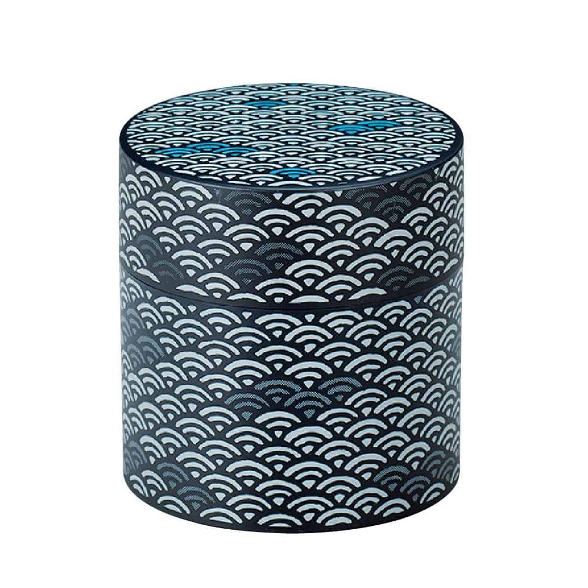 茶筒 350ml 小 小花 HAKOYA （ おしゃれ 日本製 小型 お茶容器 茶葉容器 保存容器 保存缶 茶缶 お茶缶 キャニスター 保存 容器 350 茶 茶葉 お茶 茶葉保存 お茶葉保存 お茶葉容器 お茶っぱ入れ 和柄 ） 【青海波】