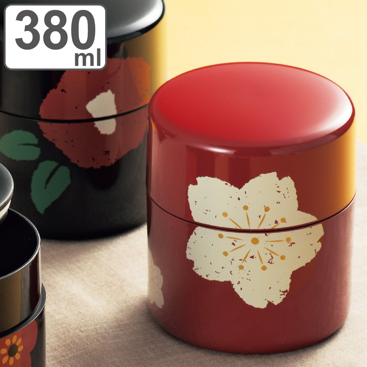 茶筒 380ml 朱桜 黒椿 HAKOYA （ おしゃれ 日本製 かわいい お茶 和風 お茶容器 茶葉容器 保存容器 保存缶 茶缶 お茶缶 キャニスター 保存 容器 茶 茶葉 茶葉保存 お茶葉保存 お茶葉容器 お茶っぱ入れ ） 【朱桜】