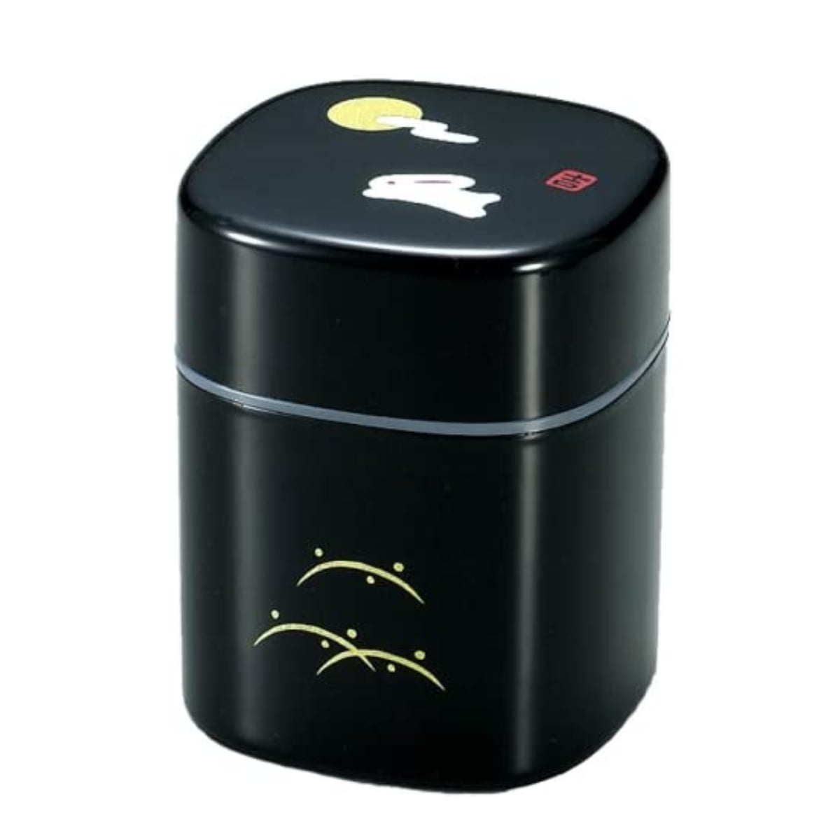 茶筒 300ml 茶入れ 朱うさぎ HAKOYA （ おしゃれ 日本製 かわいい お茶 和風 お茶容器 茶葉容器 保存容器 保存缶 茶缶 お茶缶 キャニスター 保存 容器 茶 茶葉 茶葉保存 お茶葉保存 お茶葉容器 お茶っぱ入れ ） 【黒】