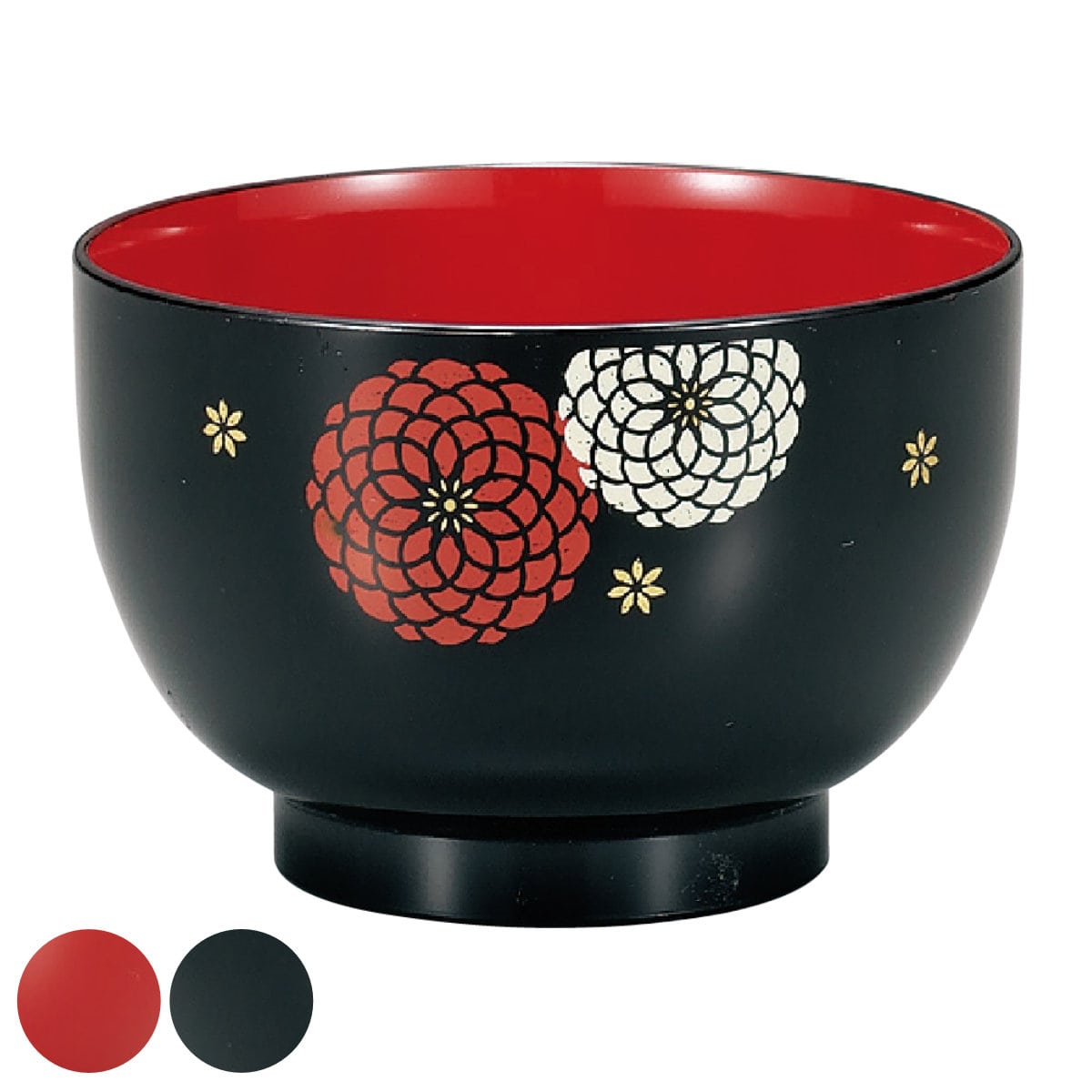 汁椀 400ml 百華 HAKOYA プラスチック （ 食洗機対応 電子レンジ対応 お椀 椀 日本製 国産 花柄 和食器 プラスチック製 割れにくい 軽い 子供 お年寄り 味噌汁 お吸い物 スープ ミニ丼 おしゃれ ） 【赤】